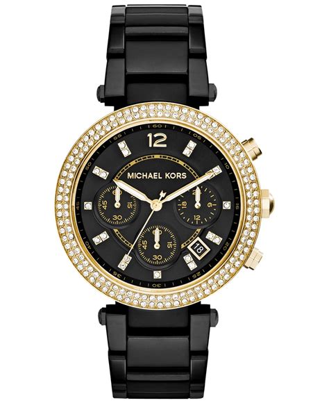 black michael kors watch with diamonds|michael kors watches ladies black.